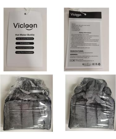 Vicloon 2L Hot Water Bottle with Soft Faux Fur Cover - Hot/Cold Compress for Pain Relief, Hand & Feet Warmer - Safe and Durable - Grey - Buy Online on GoSupps.com