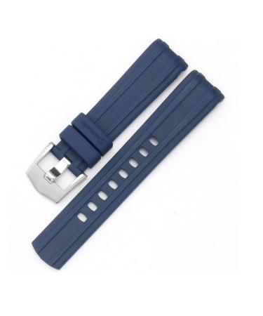 EPANO 20mm Watch Strap Replacement for Omega Seamaster 300 Curved End Fluorous Rubber Silicone Watch Band Stainless Steel Buckle Blue 20 mm