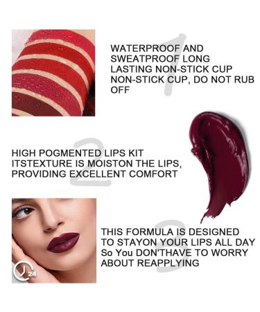 Chocolate Matte Liquid Lipstick Set for Women - Deep Dark Red, 6 Pcs, Long Lasting 24 Hour Stay, Makeup Stain Kit, Labiales Matte Mate Larga Duracion - Set02 - Buy Online on GoSupps.com