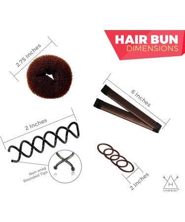 Hawwwy Hair Bun Maker Kit for Short or Thin Hair - Brown (12 Pieces) - Buy Online on GoSupps.com