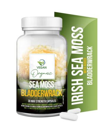 Sea Moss & Bladderwrack Capsules - 30 Vegan Capsules - Organic Irish Sea Moss Gluten Free and Immunity Booster