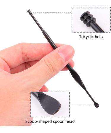 ODEROL Stainless Steel Earwax Pick Set - 6 Pcs Spoon Tool for Safe & Effective Ear Cleaning | Black 12.5X0.5CMx2pcs - Buy Online on GoSupps.com