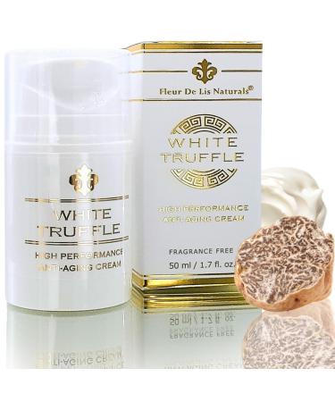 Fleur De Lis Naturals White Truffle Cream for Face - Made in USA - Fragrance Free Natural and Organic Anti Aging Moisturizer for Face and Neck to Reduce Wrinkles 1.7 oz