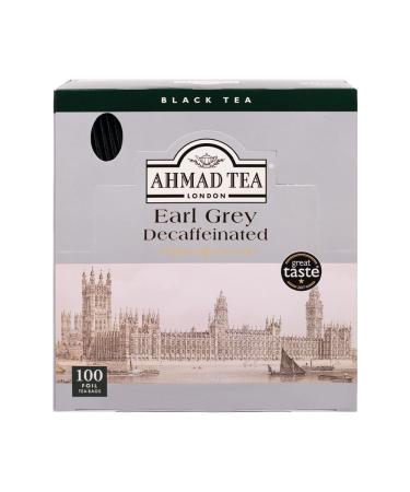 Ahmad Tea - Earl Gray without caffeine - caffeine -free black tea with bergamot - individually packaged aroma sealed tea bags with 2g tea per portion - 100 tea bags with band early gray without caffeine 100 pieces (1 Pack)