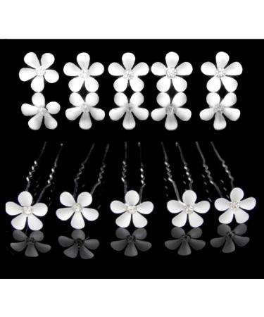 White Daisy Hair Pins (10 Pins)
