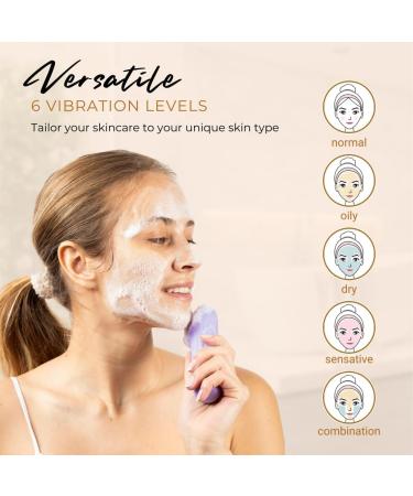 Pulsating Facial Cleansing Brush - Silicone Face Brush for Deep Cleansing Exfoliation & Radiant Glow | Waterproof & Rechargeable (Purple) - Shop Internationally - Buy Online on GoSupps.com