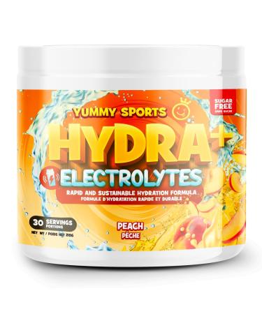 Yummy Sports Hydra+ Electrolyte Instant & Long-Lasting Hydration - Electrolyte Powder with Himalayan salt Coconut Water Powder Vitamin C Magnesium & Potassium Citrate 30 Servings 210g - Funky Peach