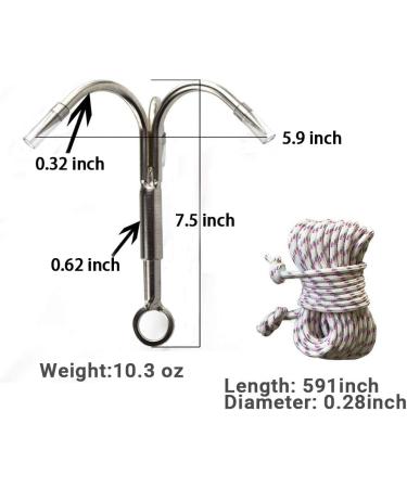 Yiliaw Stainless Steel Outdoor Grappling Hook with 50FT Rope - Climbing Claw for Outdoor Hiking & Tree Limb Removal - Buy Online on GoSupps.com