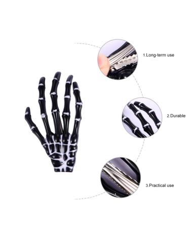 Lurrose 6Pcs Halloween Skeleton Hands Hair Clips - Gothic Bone Claws for Punk Rock Party Dress Up - Buy Online on GoSupps.com