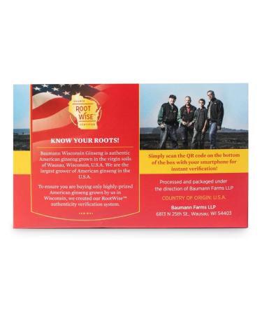 Baumann Premium American Ginseng Tea Bags (20 Count) | Wisconsin Grown Panax Ginseng Herbal Tea for Focus & Energy - Buy Online on GoSupps.com