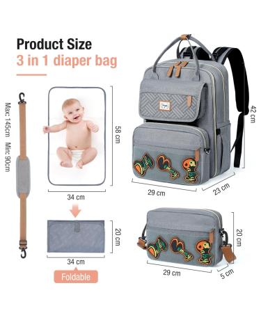 Buy Tonyeee Personalized Diaper Backpack | Stylish Travel Baby Bag with Removable Cross Body Bottle - Gray - Buy Online on GoSupps.com