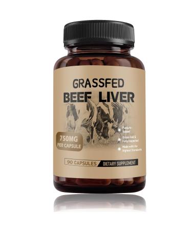 Grass Fed Beef Liver Capsules Supports Energy Production Detoxification Digestion Immunity and Full Body Wellness Non-GMO Gluten Free Freeze Dried Liver Health Supplement 90 Capsules (1pcs)