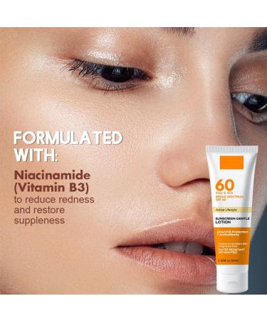 Sun Cream SPF 60 SPF Face Moisturiser Sunscreen For High Sun Protection SPF Moisturiser Waterproof Face Sunscreen Against UV Sunscreen For Sensitive Skin Invisible Fluid Sun Block Travel Suncream 60ml - Buy Online on GoSupps.com