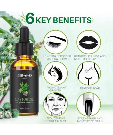 Xins-Yonha Castor Oil Hair Growth Serum for Eyelashes, Eyebrows & Nails - 30ml - Buy Online on GoSupps.com