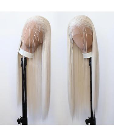 Platinum Blonde Synthetic Lace Front Wig for Black Women - Long Straight Heat Resistant Fiber Hair for Cosplay and Daily Wear - Buy Online on GoSupps.com