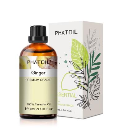 PHATOIL Ginger Essential Oil 30ML Premium Grade Pure Essential Oils for Diffusers for Home Perfect for Aromatherapy Diffuser Humidifier Candle Making Ginger 30.00 ml (Pack of 1)