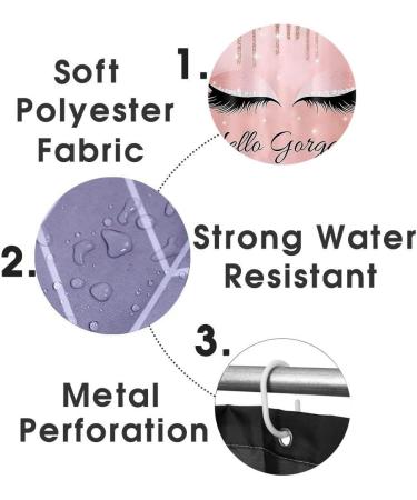 OLEBETY 4PCS Unicorn Eyelash Shower Curtain Set with Rose Gold Glitter Makeup Theme - Pink Glam Bathroom Decor Set with Non-slip Bath Mat & Toilet Rug - Buy Online on GoSupps.com