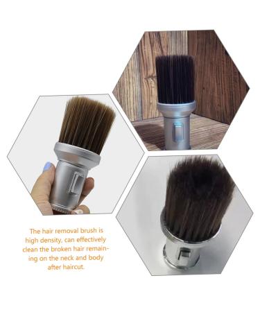 Beavorty Powder Brush - Large Retractable Hairdresser & Barber Brush for Neck & Shaving - 13.5x6cm Silver - Buy Online on GoSupps.com