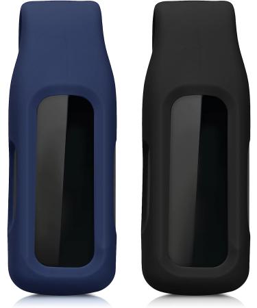 kwmobile 2X Clip Holders Compatible with Fitbit Inspire 3 / Inspire 2 / Ace 3 - Clip-On Holder Replacement Set - Black/Dark Blue black / dark blue - Buy Online on GoSupps.com