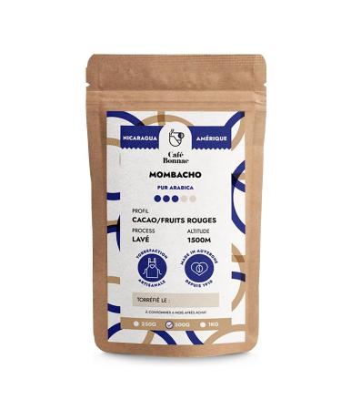 Caf Bonnac Caf En Grain Nicaragua Mombacho 500gr | 100% Arabica Rond Et Gourmand | Notes De Chocolat Fruits Rouges Et Vanille | Torr faction Artisanale | Id al Machine Caf Grain 1 500 g (Lot de 1)