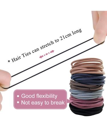 Xcozu 100-Pack Multi-Colored Hair Ties for Girls & Women - Metal-Free Elastic Ponytail Holders 50x3mm - Buy Online on GoSupps.com