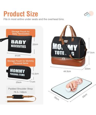 Lekebaby Baby Changing Bag Nappy Tote Diaper Bag with Storage | Messenger Bag for Mom and Dad | Black - Buy Online on GoSupps.com