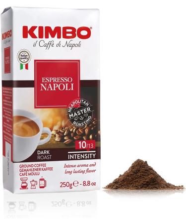 Bialetti Moka Express Aluminium Stovetop Coffee Maker Silver 1 Cup & Kimbo Espresso Napoli Ground Coffee Vacuum Sealed Bag Authentic Italian Coffee 1 x 250g + Espresso Napoli Ground Coffee - Buy Online on GoSupps.com