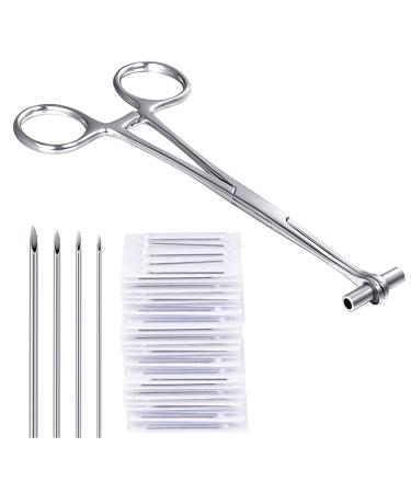Septum Clamps with 20Pcs Piercing Needles 14G 16G 18G 20G Surgical Stainless Steel Septum Forceps for Nose Septum Piercing style-1