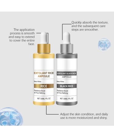 WRANBAO Black rice ampoule white rice scrub serum scrub ampoule set of black and white rice duo serums for peeling and moisturizing moisturizing pore refining 30 ml 2 pieces W - Buy Online on GoSupps.com