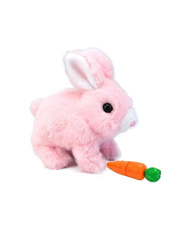 Woeau Rabbit Toys for Kids- Rabbit Toy with Carrot Funny Plush Stuffed Bunny Toy with Sounds and Movements Electronic Pets Walking and Talking Bunny Toy (Pink)
