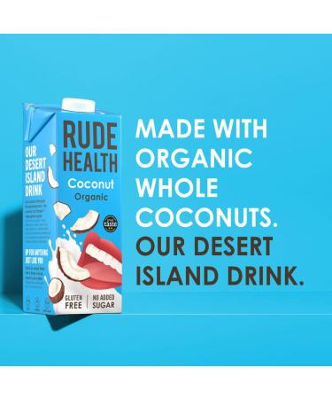 Rude Health Organic Coconut Drink 6x1L - 100% Natural Vegan Lactose-Free & Gluten-Free No Added Sugar - Award-Winning Eco-Friendly Packaging - Buy Online on GoSupps.com