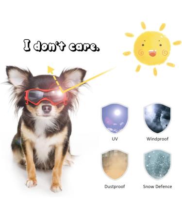 Pedomus Dog Sunglasses - Adjustable UV Protection for Small Dogs | Waterproof Red with Windshield Straps - Buy Online on GoSupps.com