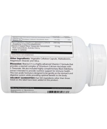 Solaray Reacta-C with Black Elderberry - 120 VegCaps for Immune Support - Buy Online on GoSupps.com