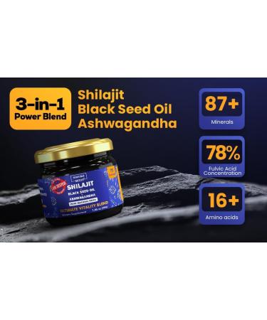 Pure Himalayan Shilajit Organic Resin Supplement | Energy Immunity & Wellness | 78% Fulvic Acid 87+ Trace Minerals 400mg - Buy Online on GoSupps.com