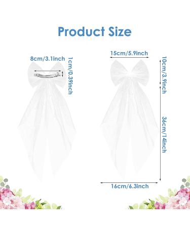 Bridal Pearl Hair Bow Veil - Wedding Bachelorette Party Decorations - White - Buy Online on GoSupps.com