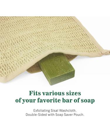 Eco-Friendly Washcloths with Soap Saver Bag | 3 Pack - Sisal & Organic Cotton Face & Body Scrubber for Men & Women - Buy Online on GoSupps.com