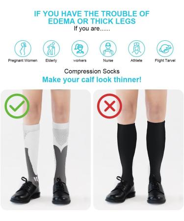 Buy Acwoo Compression Stockings for Men & Women - Medical Knee Socks for Sports & Thrombosis Relief - 2 Pairs L/XL Black/White - International Shipping - Buy Online on GoSupps.com
