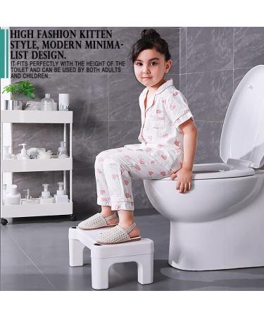 Squatting Toilet Stool 7'' for Adults - Modern Fashion Kitten Style, Anti-Slip Design - Buy Online on GoSupps.com