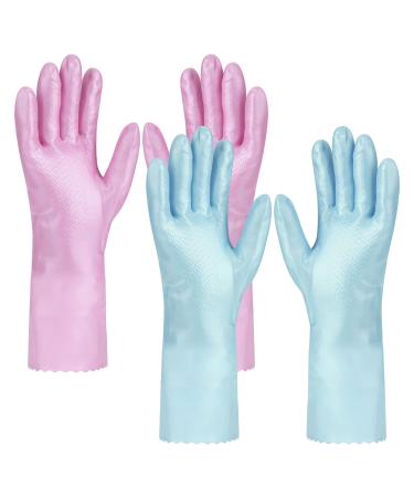 ASTER Thicken Rubber Washing Up Gloves - 2 Pairs, Skin-Friendly, Keep Warm, Medium Size - Ideal for Dishwashing and Kitchen Cleaning - Buy Online on GoSupps.com