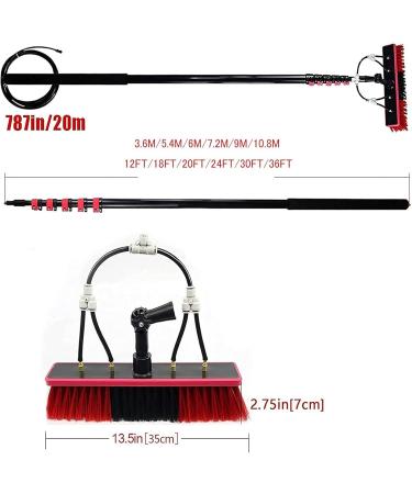 Outdoor Window Cleaner 3-in-1 Scrubber Brush Extended Telescopic Pole 9 Meters with Spray Washer & Window Squeegee Extendable Cleaner Conservatory Roof (30cm Brush Head 9m Rod) - Buy Online on GoSupps.com