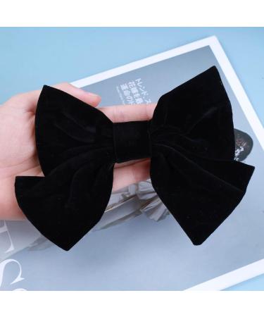 Inilbran Vintage Satin Bow Hair Barrettes Large Velvet Bow Hair Clips Winter Ribbon Bow Head Clip Barrette French Bowknot Hairclips Decorative Hair Accessories for Women and Girls Headdress(Black 2) - Buy Online on GoSupps.com