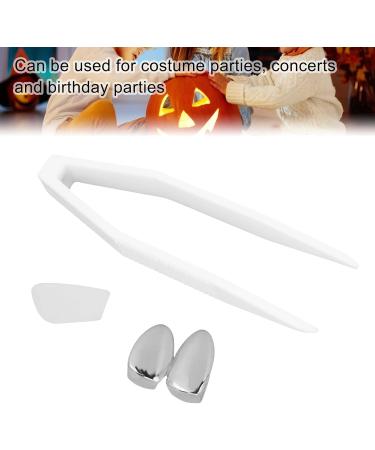 Stylish Brass Plating Braces - Hip-Hop Double Tooth Jewelry for Halloween & Street Parties (Silver) - Buy Online on GoSupps.com