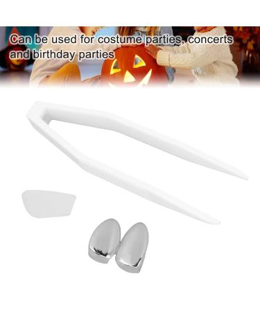 Brass Plating Teeth Brace - Fashionable Metal Double Teeth Jewelry for Halloween & Hip-Hop Street Parties (Silver - Buy Online on GoSupps.com