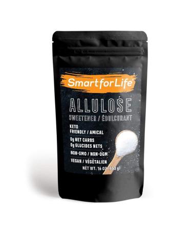 Smart for Life Allulose Sweetener - Zero Net Carbs Keto Sweetener - Low Calorie, Natural Keto Sugar Substitute - Made in the USA - 16 oz Resealable Bag 1 Pound (Pack of 1)