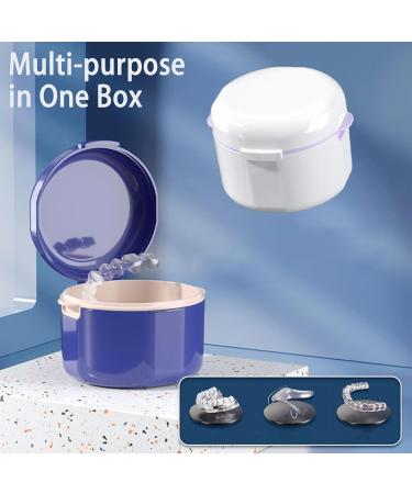 Denture Case Denture Cup for Soaking Dentures Denture Bath Box with Rinsing Basket Portable False Teeth Storage Containers Thorough Cleaning of Dentures Retainer Clear Braces (Blue) - Buy Online on GoSupps.com
