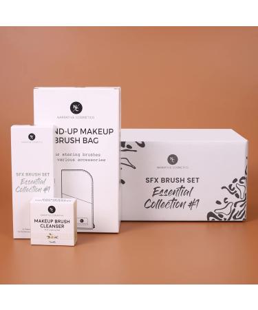 Essential SFX Makeup Brush Kit - 12 Piece Professional Set for Special Effects Makeup - Includes Vanilla Fragrance Brush Soap & Standing Bag - Ideal for Film Theater & Halloween - Buy Online on GoSupps.com