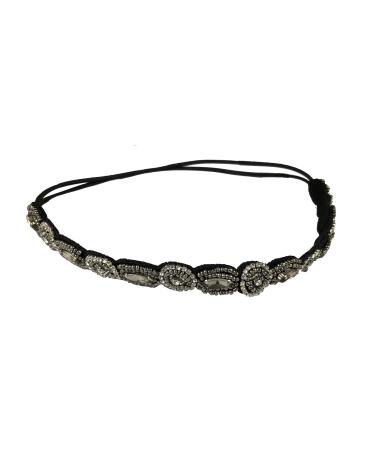 Rhinestone Beaded Hair Hoops Headbands Jewels Workmanship Headbands Elastic Non Slip Hair Bands Women Lady Girls Hair Straps Jewelry Accessories (Black)