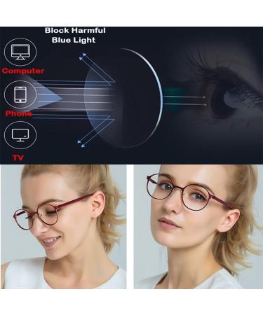 Retro Round Reading Glasses for Women - Blue Light Blocking Eyeglasses with Alloy Frame - Fashionable Red Computer Readers - Buy Online on GoSupps.com