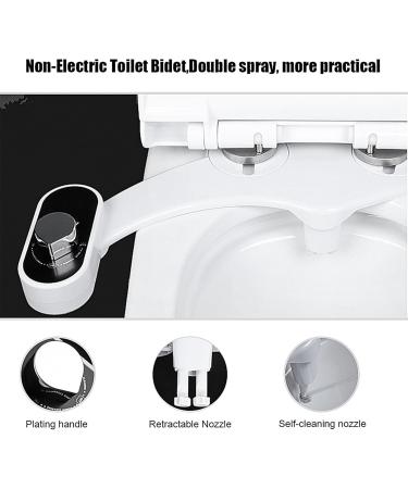 Non Electric Bidet - Dual Nozzle Cold Water Toilet Attachment for Bathroom - EU 3/8 - Buy Online on GoSupps.com