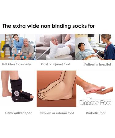 Extra Wide Lymphedema & Swollen Feet Socks - 2 Pairs (White) - Bariatric, Medical, Diabetic, Non-Binding Socks for Neuropathy Swelling - Men & Women - Buy Online on GoSupps.com
